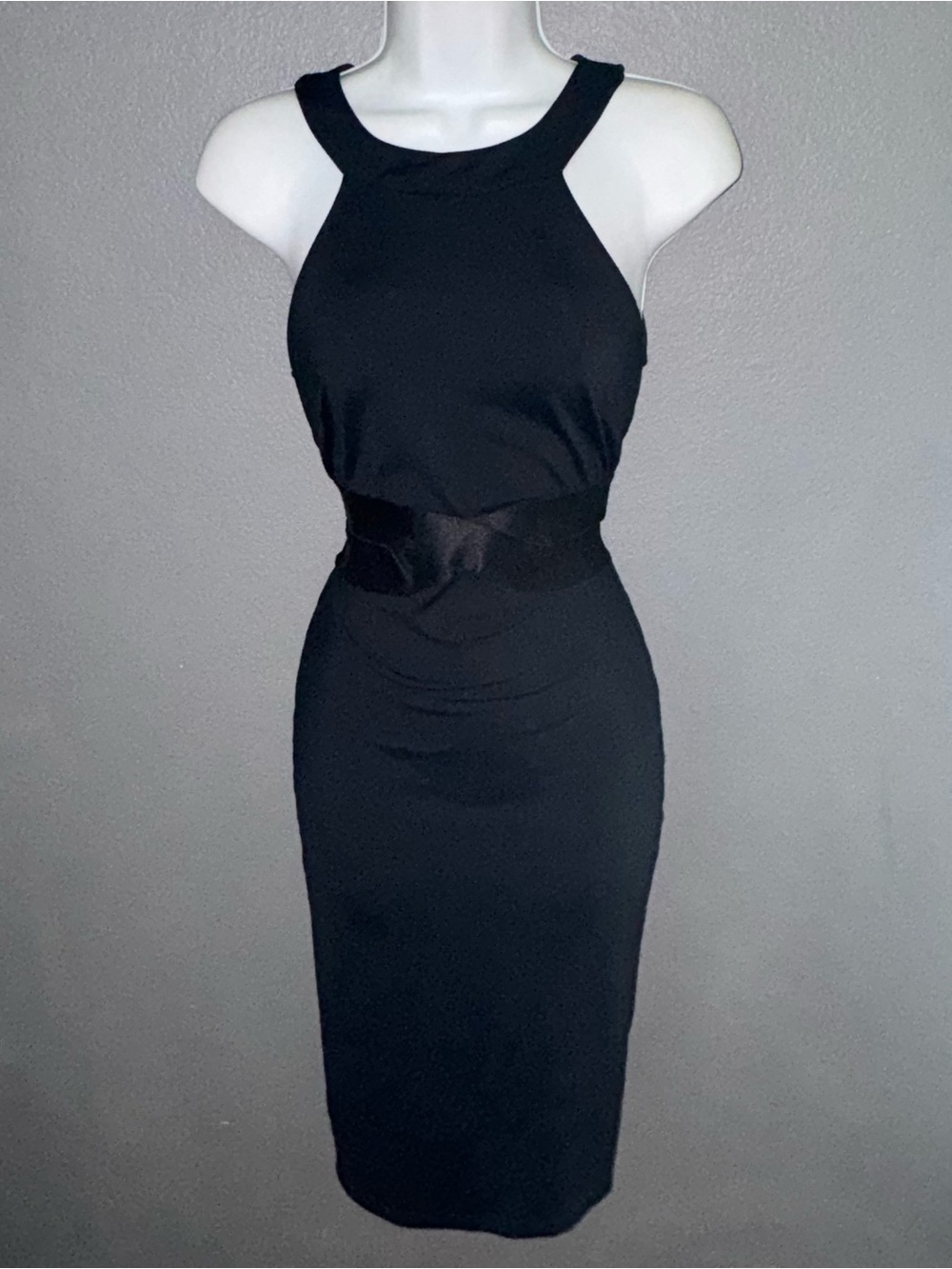 Bebe Bodycon Bandage Halter Neck Little Black Dress Womens Small